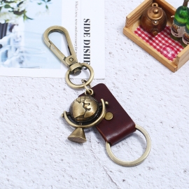 Vintage woven leather keychain