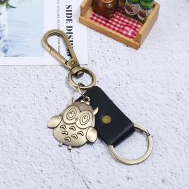 Cartoon owl leather keychain