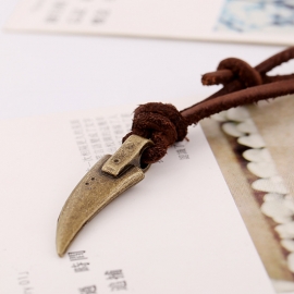 Mens beach leather necklace alloy retro