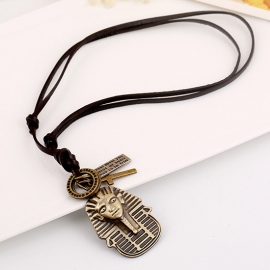 Alloy men and women long leather necklace