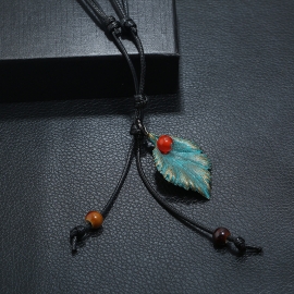 Personality retro long necklace sweater chain female simple leaves wild temperament necklace