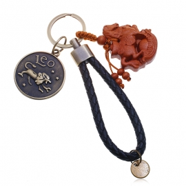 Leather woven 12 constellation keychain online shop giveaway small gift abacus pendant car keychain