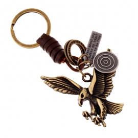 Alloy bronze eagle retro woven leather keychain leather pendant