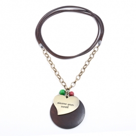 Long peach heart ladies necklace sweater chain