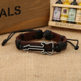 Guitar braided leather bracelet european and american mens jewelry leather bracelet