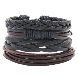 Multi-layer woven cowhide bracelet diy four-piece combination leather bracelet