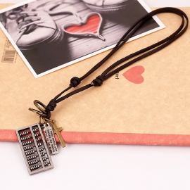 New european and american leather necklace two-color abacus leather necklace