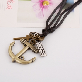 The new leather necklace anchor men and women long leather necklace