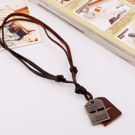 Mens alloy necklace vintage coarse ore beach cowhide necklace