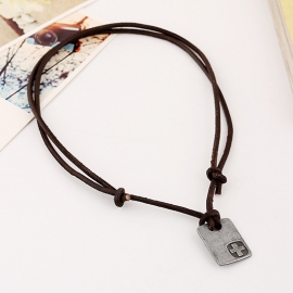 European and american mens beach cowhide necklace alloy retro