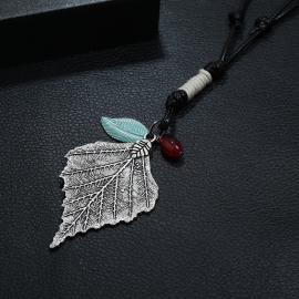 Personality retro long necklace sweater chain female simple leaves wild temperament necklace