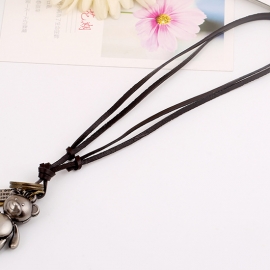 Fashion rock personality alloy cartoon gourd leather necklace mens leather pendant