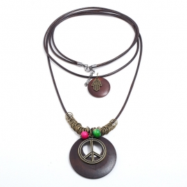 Sweater necklace peace symbol ladies long necklace european and american fashion multi-layer sweater chain