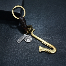 Vintage woven leather keychain