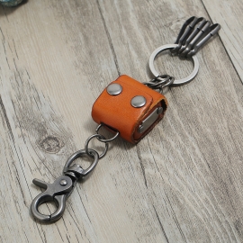 Vintage woven leather keychain