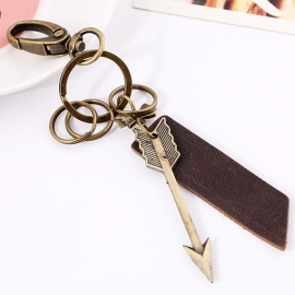 Retro style arrow leather male buckle pendant cowhide key chain creative gift pants chain