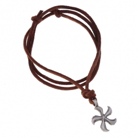 Retro beach style leather necklace european and american simple mens round leather rope long necklace