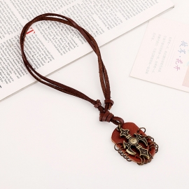 Retro style mens leather necklace alloy cross cowhide necklace