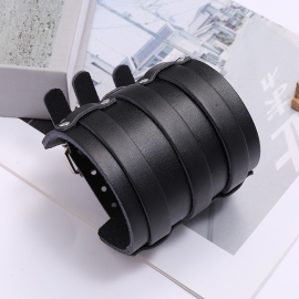 European and american exaggerated punk leather bracelet multi-layer personality trend locomotive bicycle wide bracelet