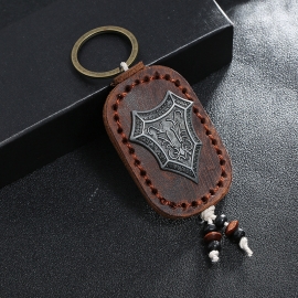 Hand stitched double-sided cowhide key chain personality mens accessories car key chain