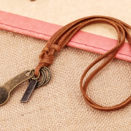 Alloy spoon accessories retro cowhide necklace fashion new leather necklace