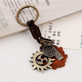 Woven retro atmosphere cowhide keychain