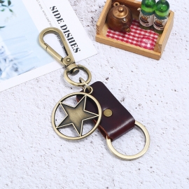 Pentagram leather keychain