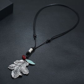 Personality retro long necklace sweater chain female simple leaves wild temperament necklace