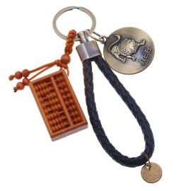 Leather woven 12 constellation keychain online shop giveaway small gift abacus pendant car keychain