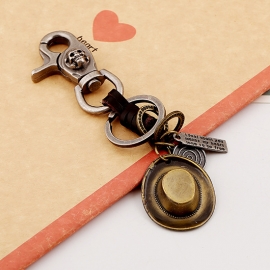 Hand-woven leather rope car key chain men and women couple key ring chain