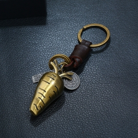 Vintage woven leather keychain