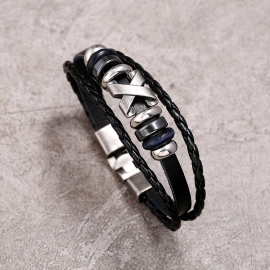 Cowhide bracelet simple woven mens jewelry retro leather bracelet