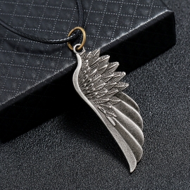 Vintage alloy angel wing mens necklace simple wing pendant