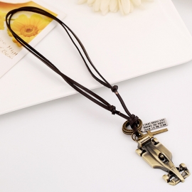 The new leather necklace alloy men and women long leather necklace