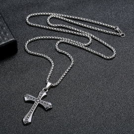 Personality retro simple jesus cross necklace men domineering alloy pendant