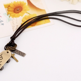 New leather necklace alloy scooter long leather necklace