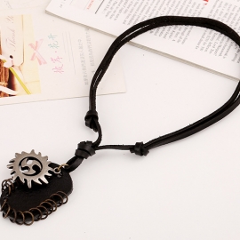 European and american foreign trade export jewelry alloy head cowhide necklace