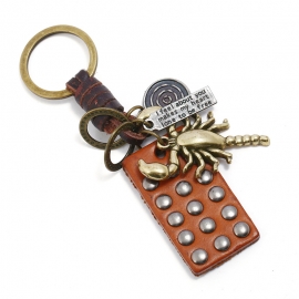 Vintage woven leather keychain