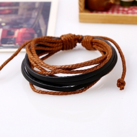 Retro cowhide hand-woven bracelet british style men and women jewelry fashion wild leather bracelet