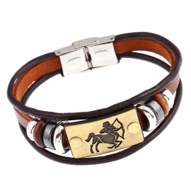 Twelve constellation leather bracelet stainless steel buckle leather bracelet