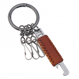 Vintage woven leather keychain