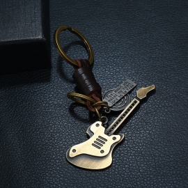Vintage cowhide keychain