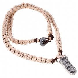 Vintage woven cowhide necklace beach mens necklace