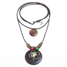 Simple long bronze alloy leaf necklace personality ladies sweater chain