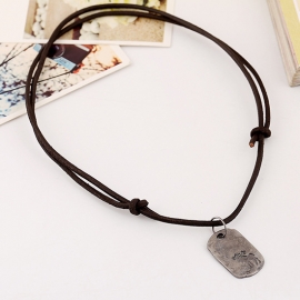 Mens beach leather necklace alloy retro