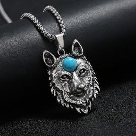 Domineering simple alloy wolf head mens necklace personality student accessories skull necklace