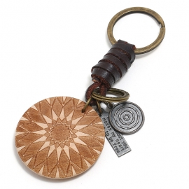 Vintage woven leather keychain