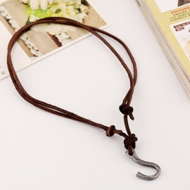 Mens beach leather necklace alloy retro