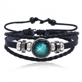 Luminous 12 constellation leather bracelet personality woven starry sky bracelet 12 constellation leather bracelet