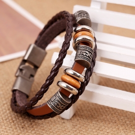 Punk style cowhide bracelet simple woven buckle leather bracelet